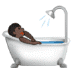 🛀🏿 person taking bath: dark skin tone display on Samsung